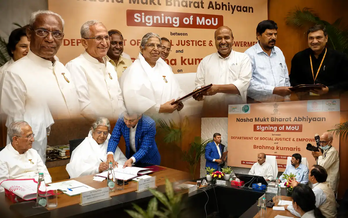 Signing of MoU for Nasha Mukt Bharat Abhiyaan between the Department of Social Justice & Empowerment and Brahma Kumaris