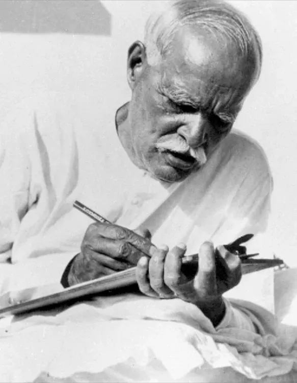 Brahma Baba writing a letter