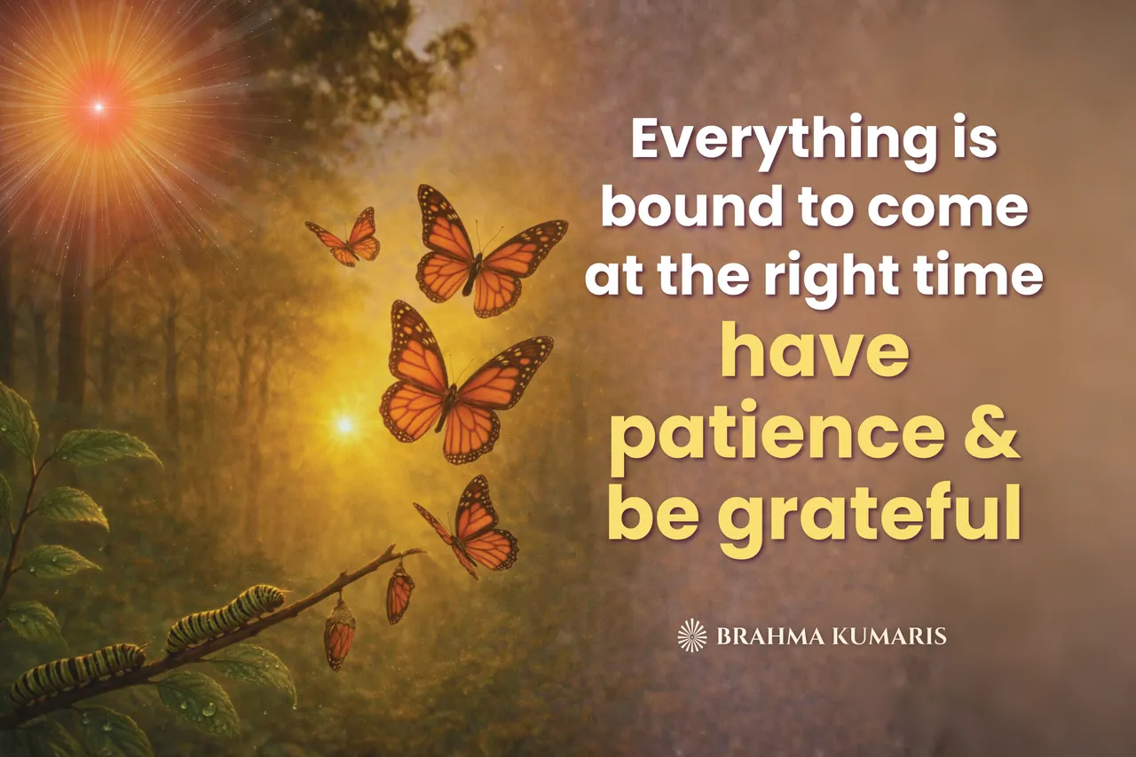 Slogans · Slogans That Inspire · Everything comes to you at the right moment. Be patient & grateful-bk-slogan-english | BKDrive — Brahma Kumaris