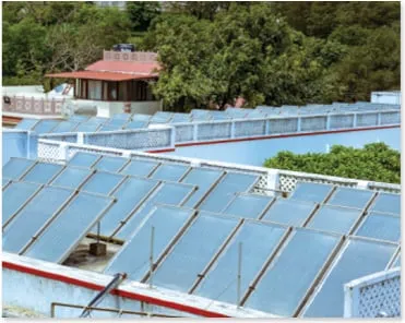 Solar hot water plants