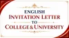 English Invitation Letter To College&University