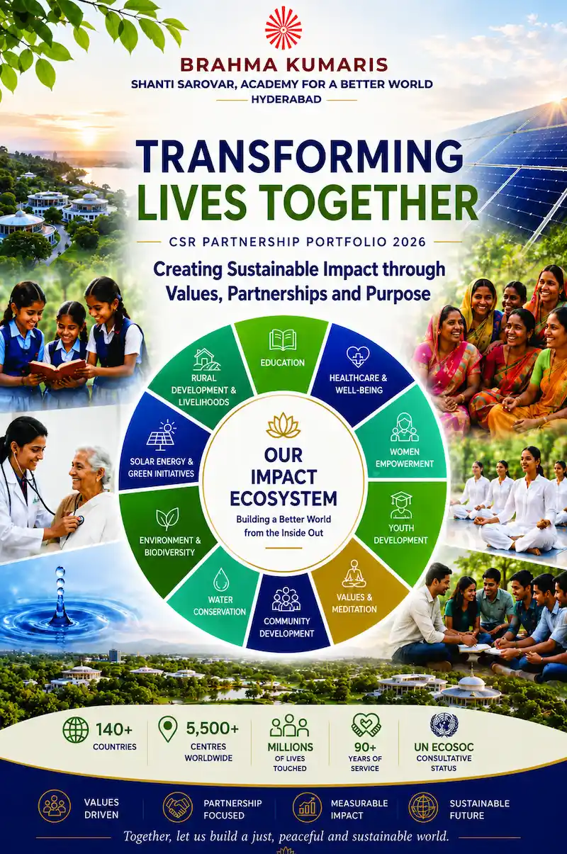 Cover of the Brahma Kumaris CSR Partnership Portfolio 2026