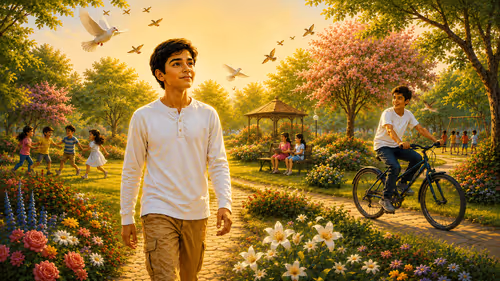 A Peaceful Garden Beyond the Screen