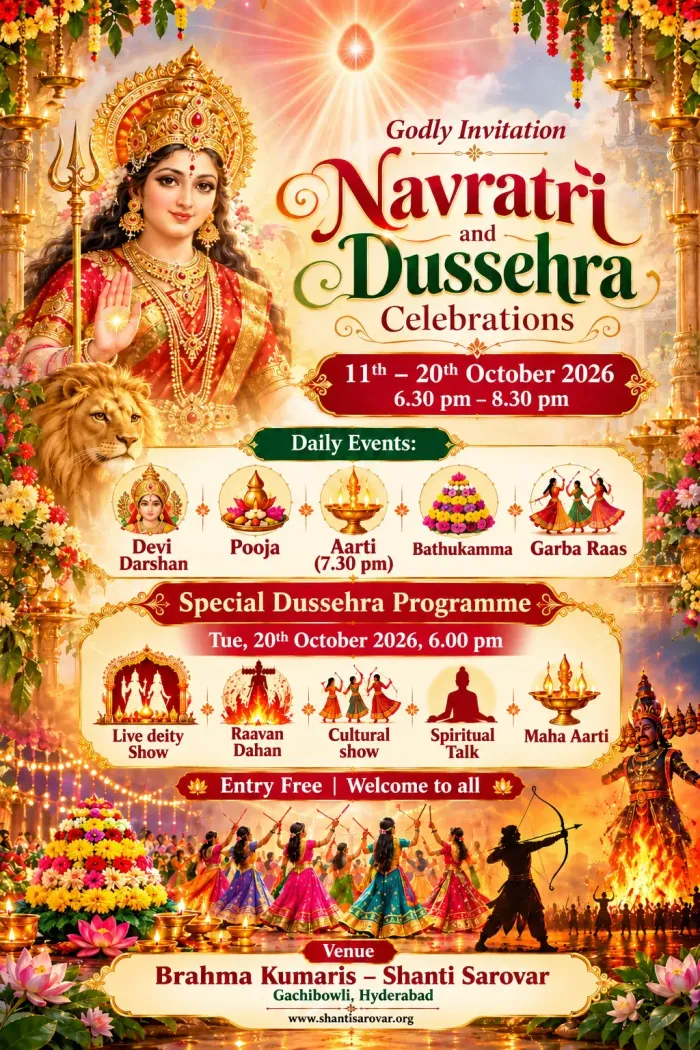 Brahma Kumaris Shanti Sarovar to Host Navratri and Dussehra Celebrations in Hyderabad