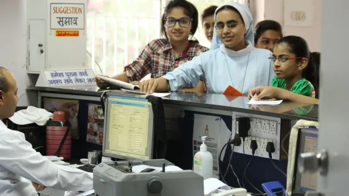 Reception and visitors at Global Hospital, Mount Abu
