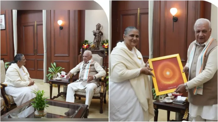 माननीय राज्यपाल श्री आरिफ मोहम्मद खान द्वारा वरिष्ठ राजयोग शिक्षिका बीके उषा दीदी का राजभवन में सम्मान