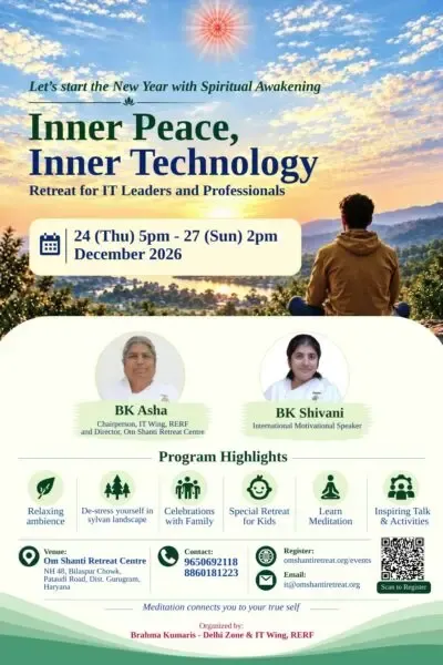 Brahma Kumaris to Host ‘Inner Peace, Inner Technology’ Retreat for IT Leaders and Professionals in Gurugram
