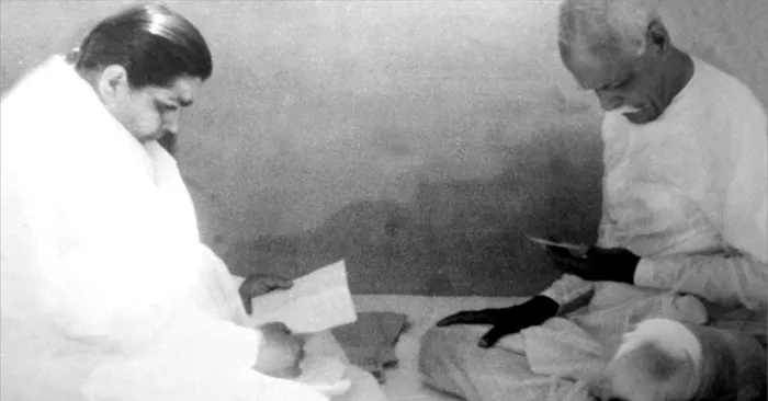 Mamma with Brahma baba replying to letters.jpg