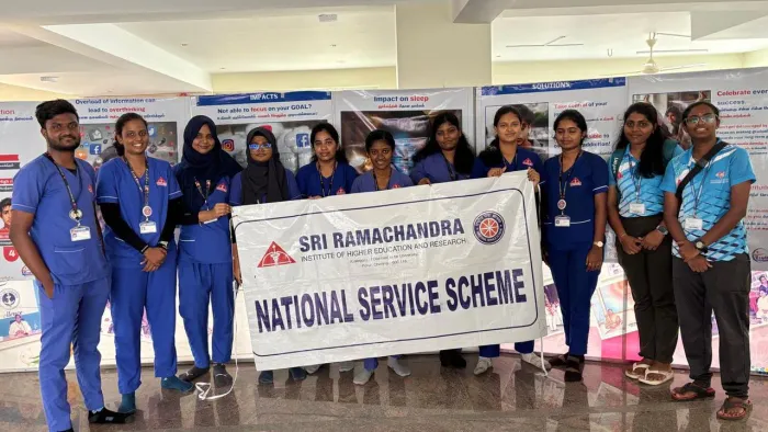 NSS, NCC  of SRIHER Participate in a Blood Donation Camp at Brahma Kumaris Centre,Madhavaram