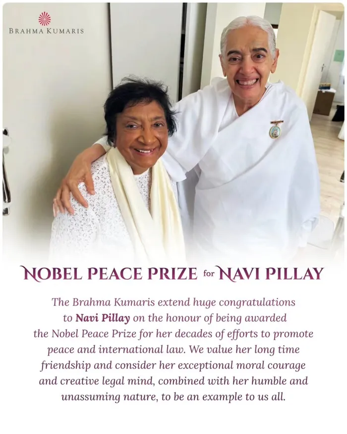 Brahma Kumaris Congratulate Navi Pillay on the Nobel Peace Prize — photo gallery 2 Brahma Kumaris Congratulate Navi Pillay on the Nobel Peace Prize — photo gallery 2
