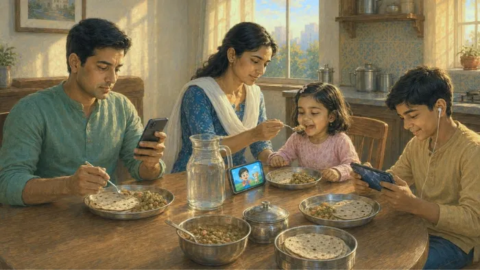 Together at the Table, Lost in Their Screens.jpg