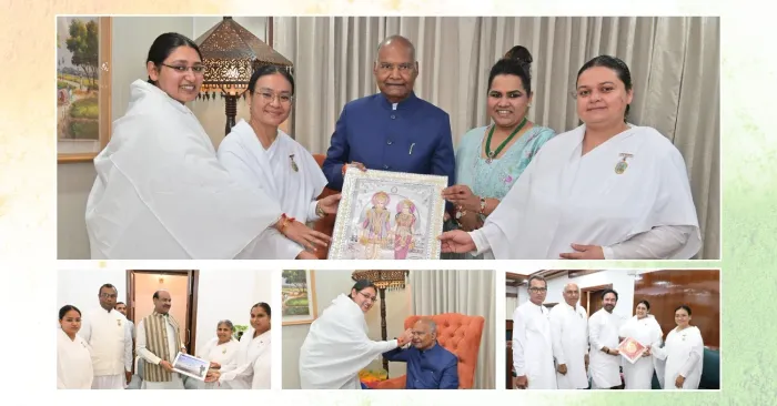 बीके बहनों द्वारा राष्ट्रीय नेताओं को राखी बांधकर पर्व की बधाई